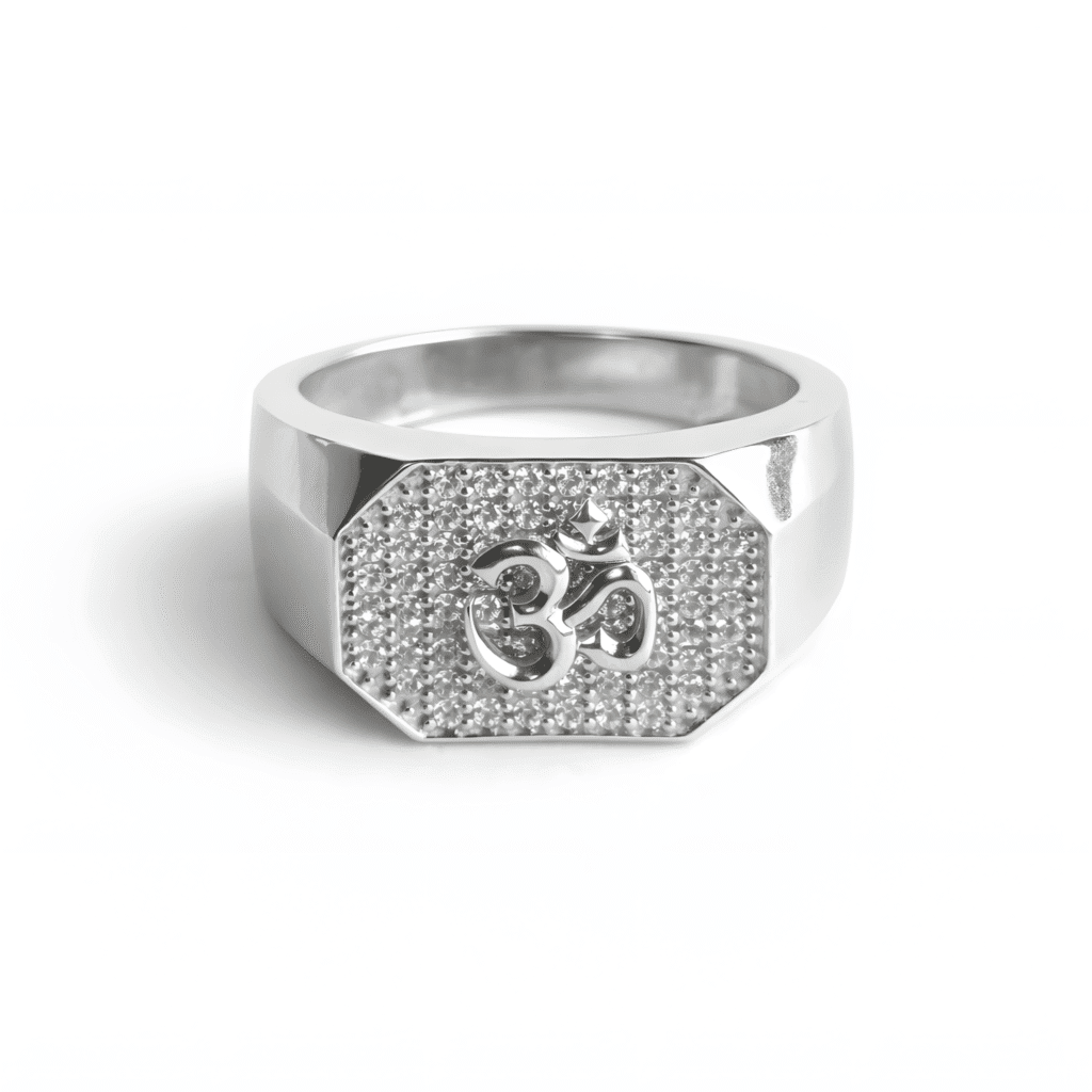 Sacred "Om" Symbol Pavé Ring
