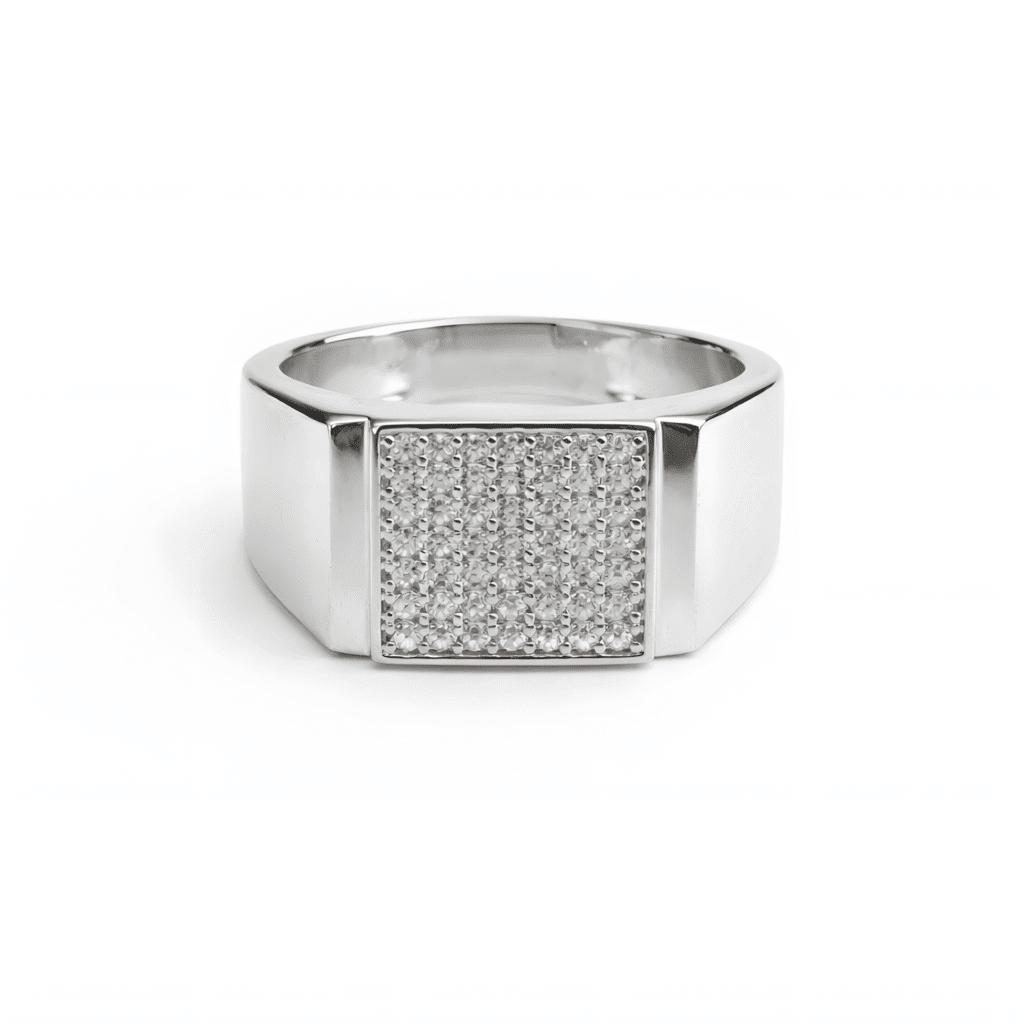 Modern Grid-Face Statement Ring