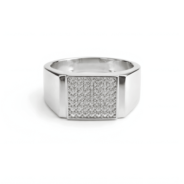 Modern Grid-Face Statement Ring
