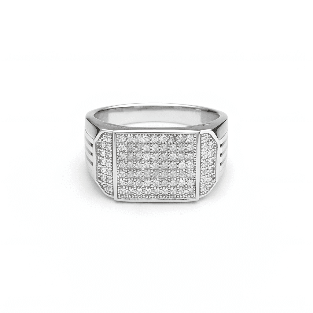 Grid-Pattern Micro-Stone Ring