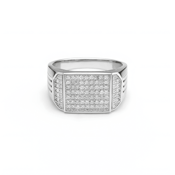 Grid-Pattern Micro-Stone Ring