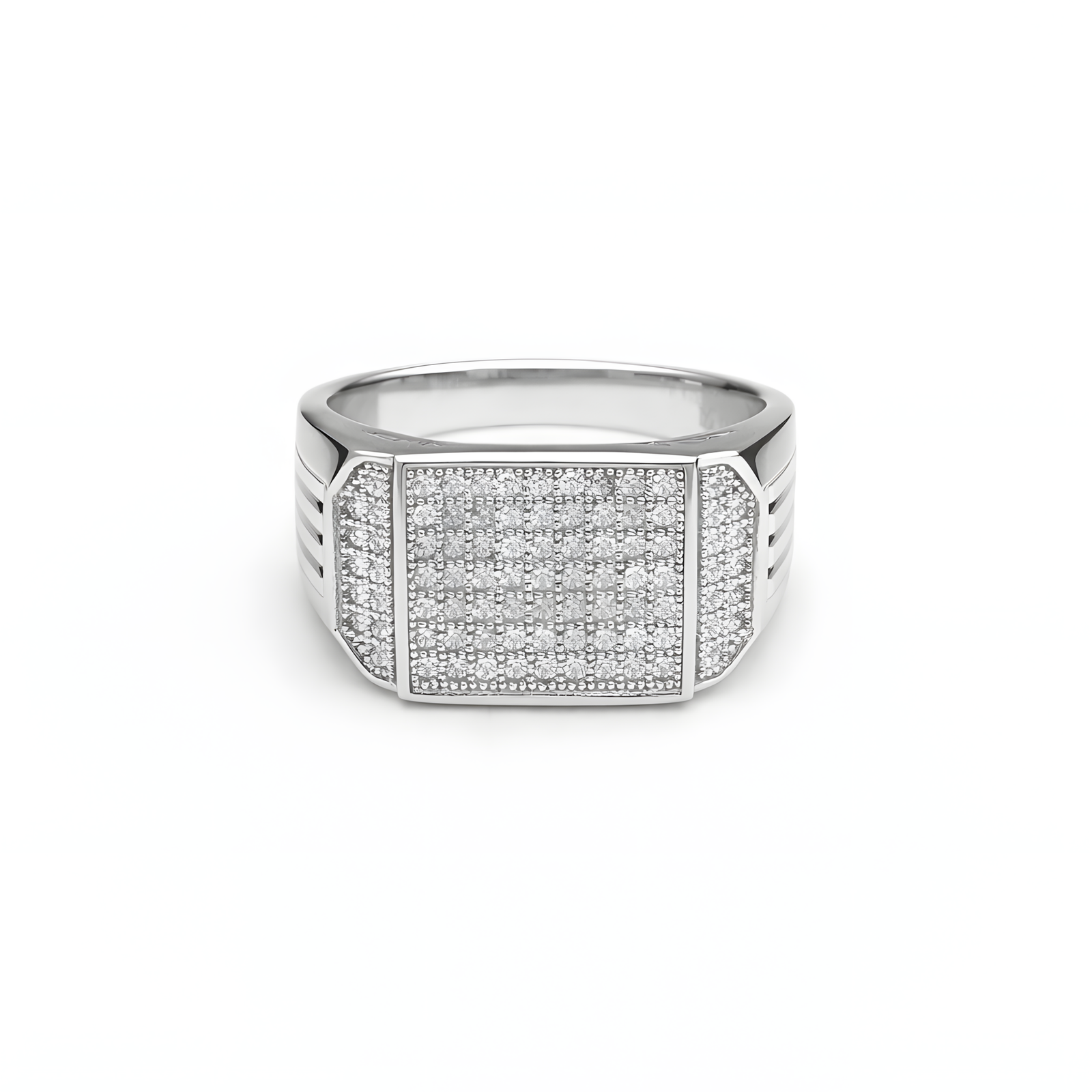 Grid-Pattern Micro-Stone Ring