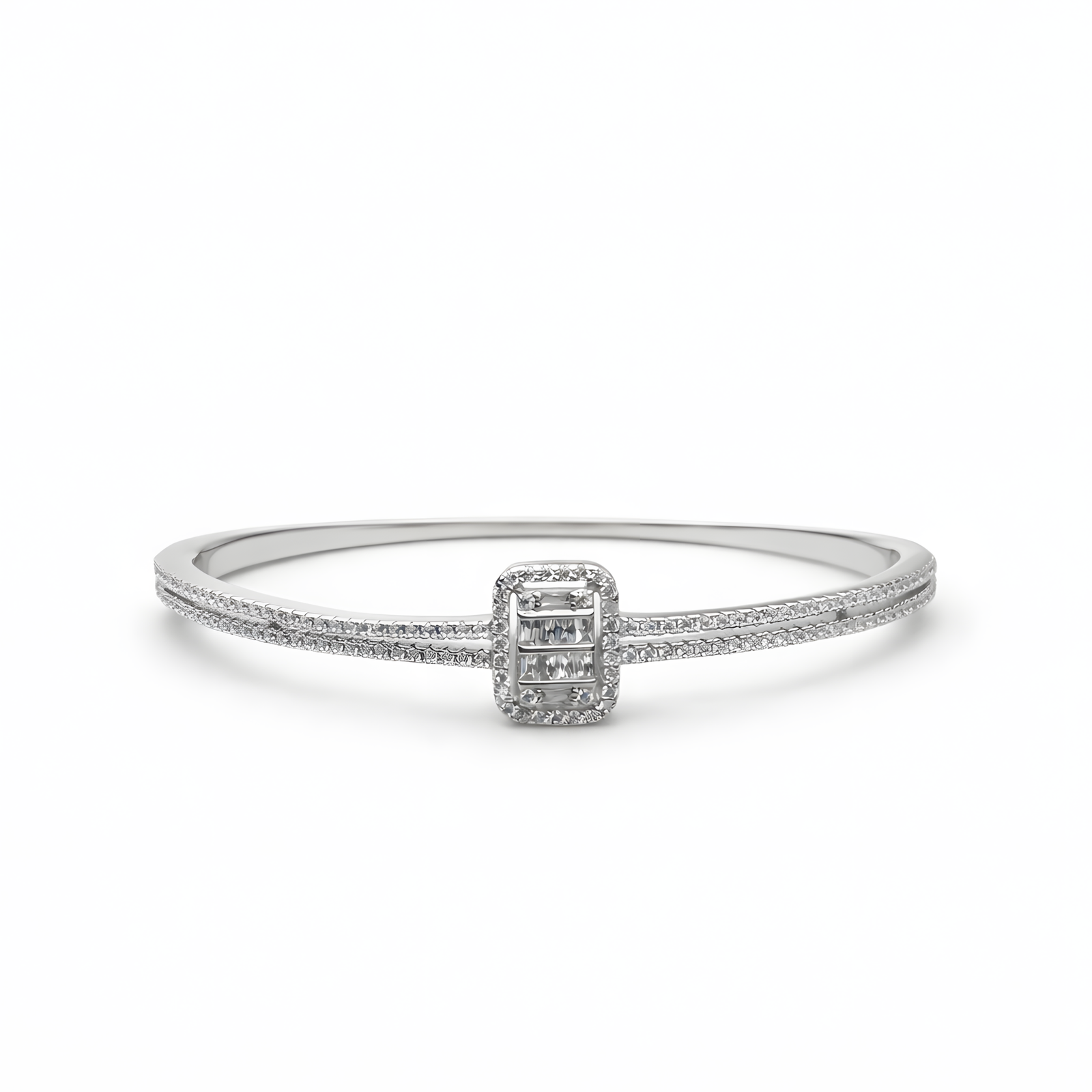 Radiant Emerald-Halo Cuff Bracelet