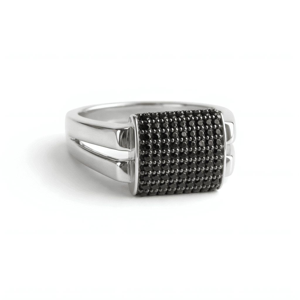 Midnight Black Pavé Shield Ring