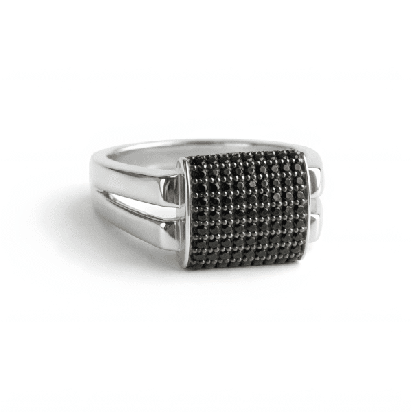 Midnight Black Pavé Shield Ring