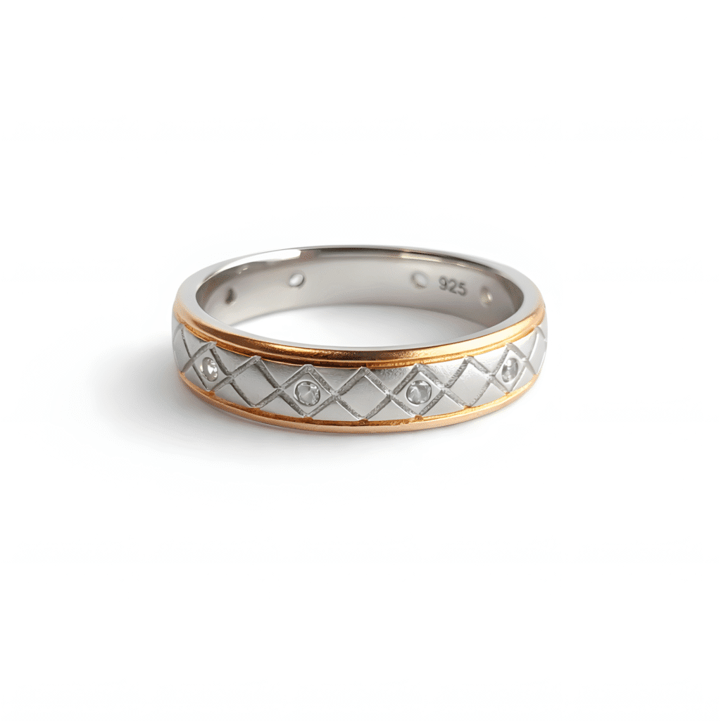 Two-Tone Quilted Pattern Ring