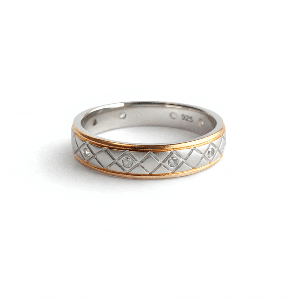 Two-Tone Quilted Pattern Ring