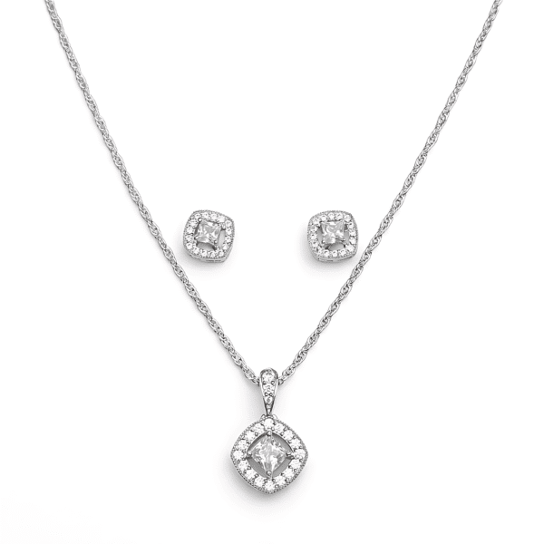 Classic Halo Pendant & Earring Set