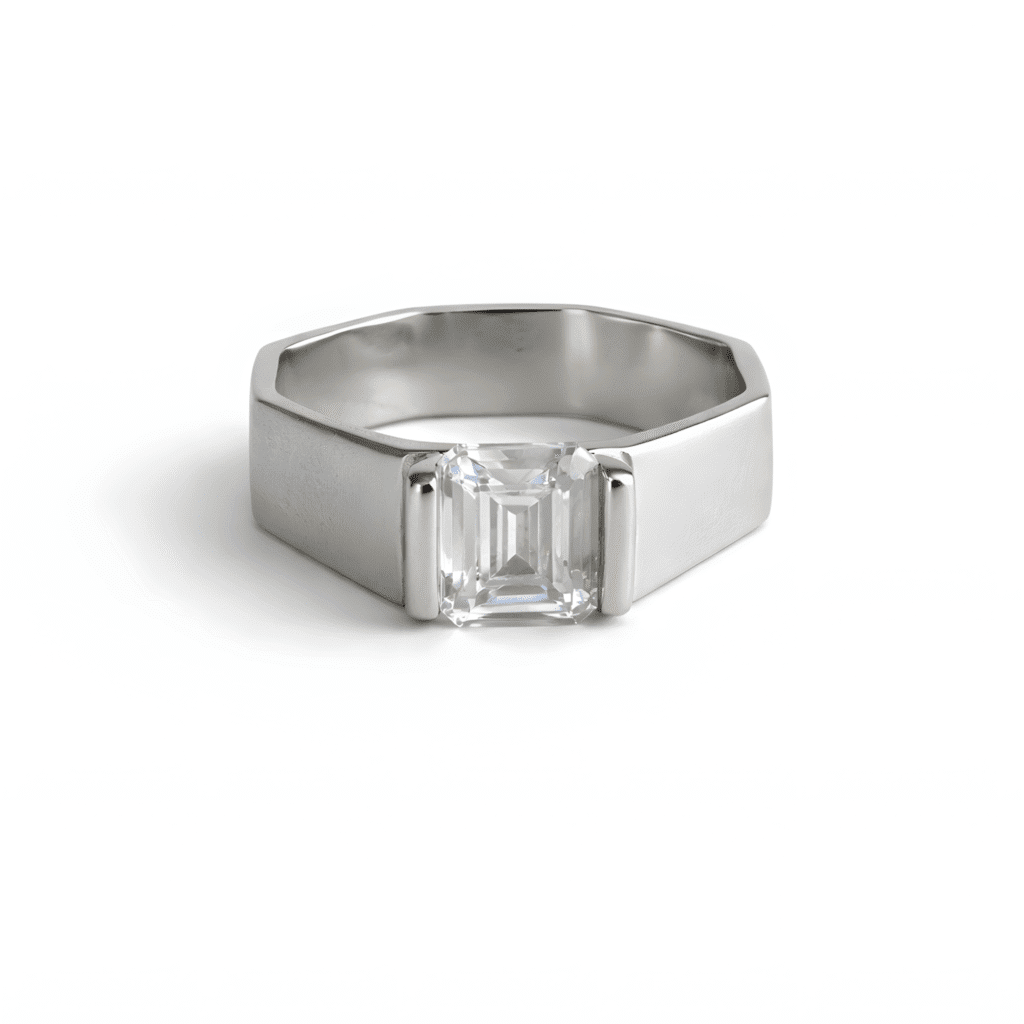 Emerald-Cut Solitaire Signet Ring