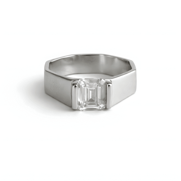 Emerald-Cut Solitaire Signet Ring