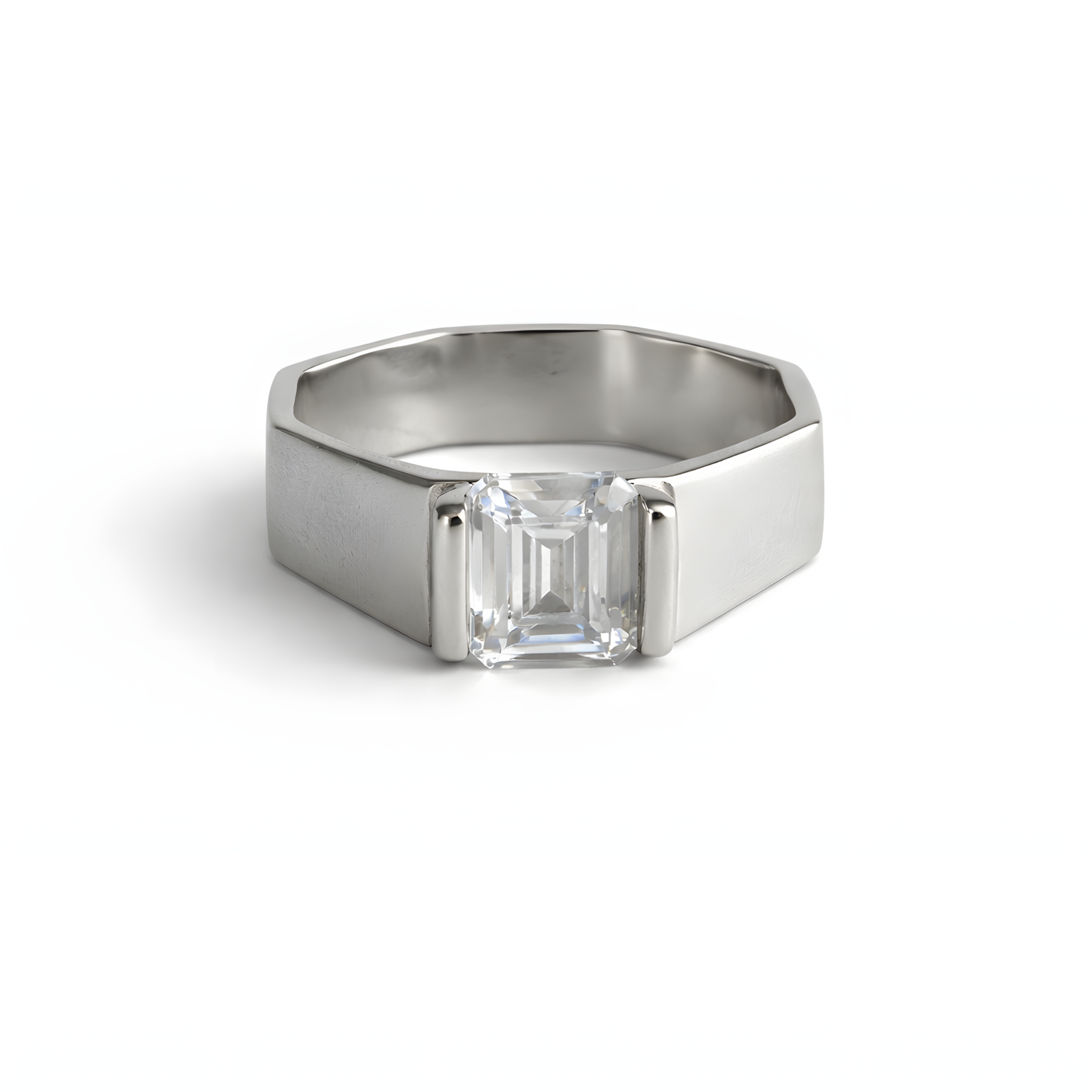 Emerald-Cut Solitaire Signet Ring