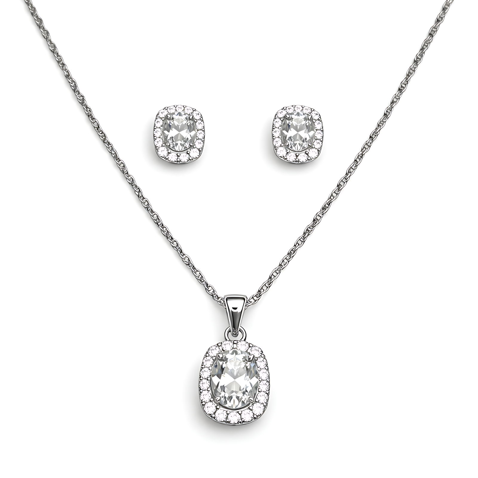Heirloom Oval Pendant & Stud Set