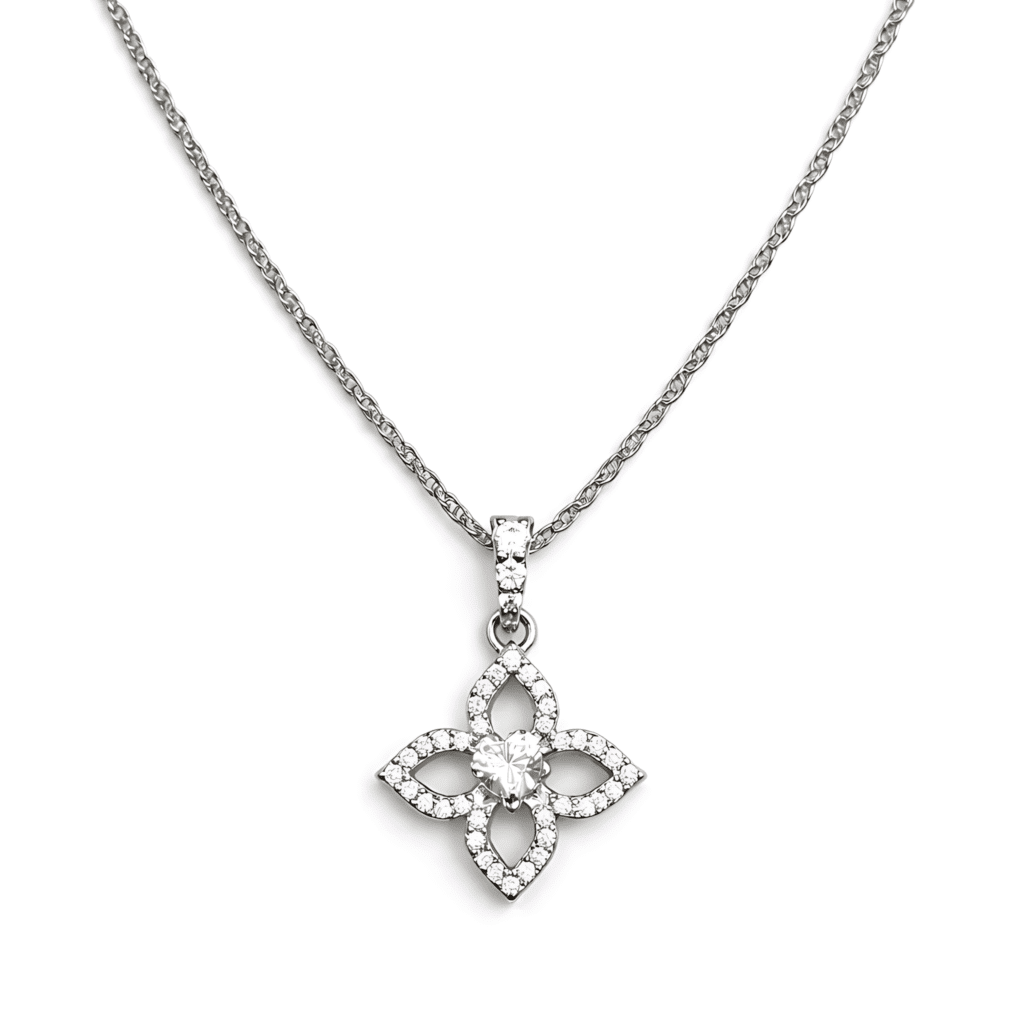 Sparkling Quatrefoil Blossom Pendant