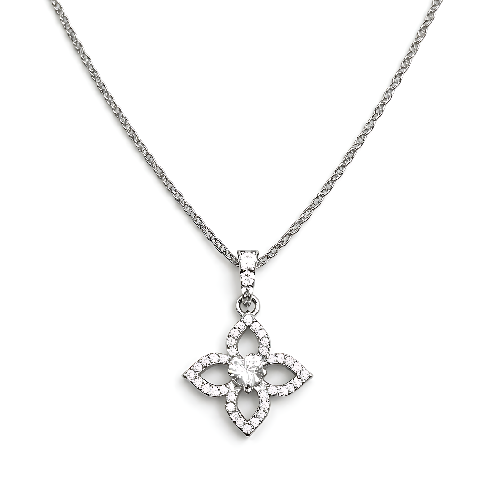 Sparkling Quatrefoil Blossom Pendant