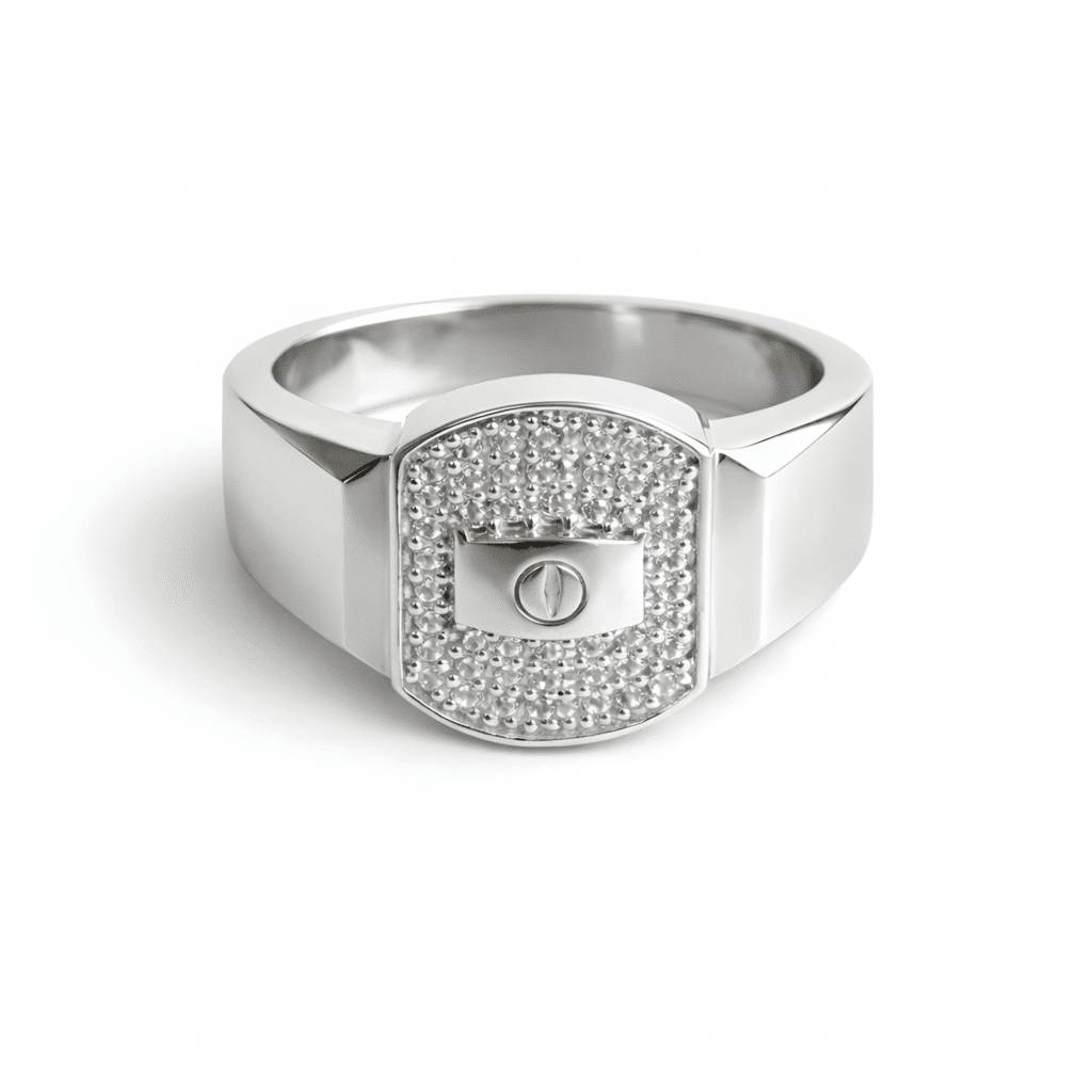 Pavé-Encrusted Oval Medallion Ring