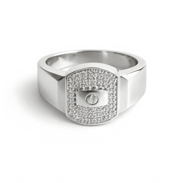 Pavé-Encrusted Oval Medallion Ring