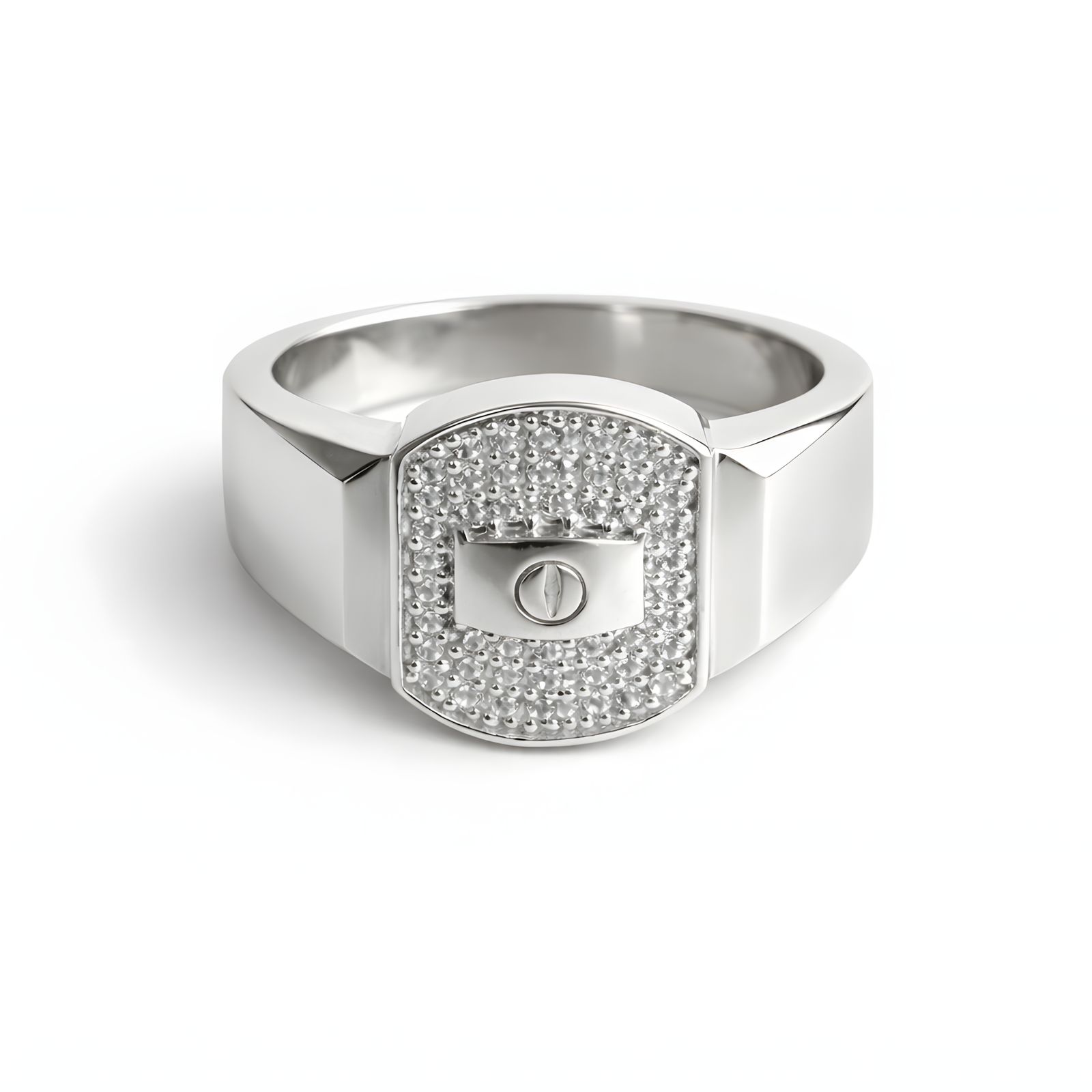 Pavé-Encrusted Oval Medallion Ring