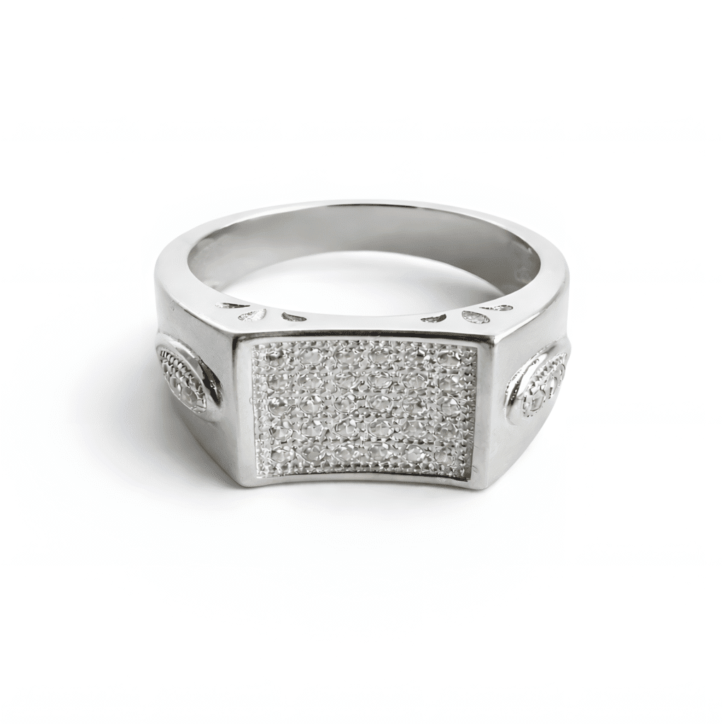 Wing-Accent Pavé Shield Ring