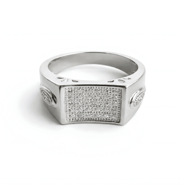 Wing-Accent Pavé Shield Ring