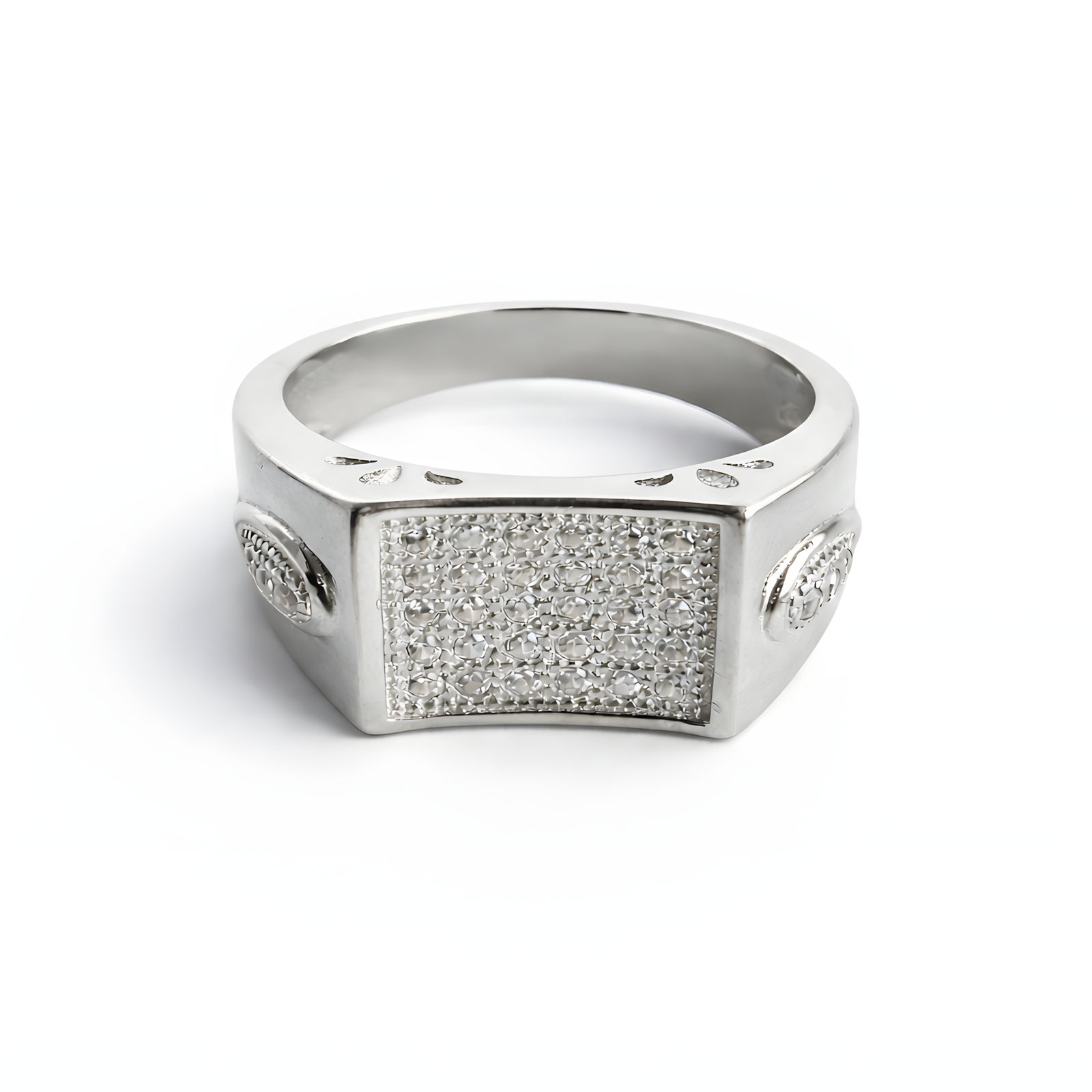 Wing-Accent Pavé Shield Ring