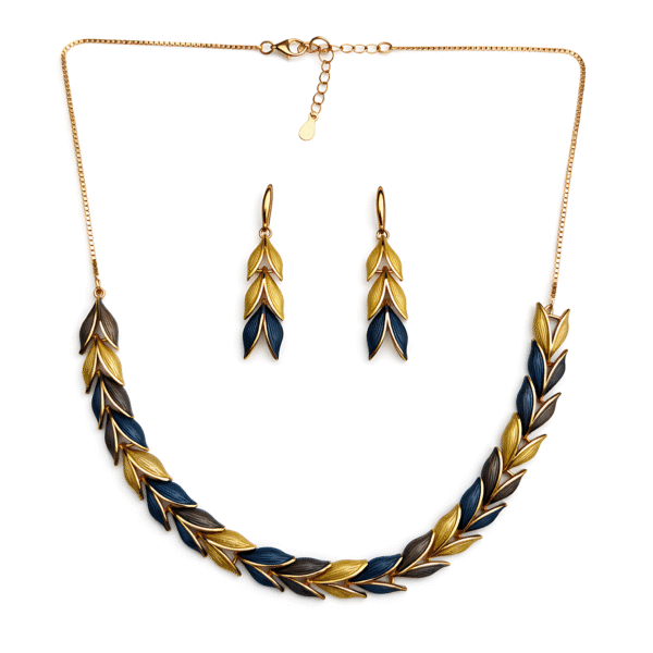 Enamel Leaf Necklace Set