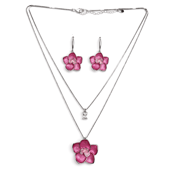 Pink Orchid Necklace Set