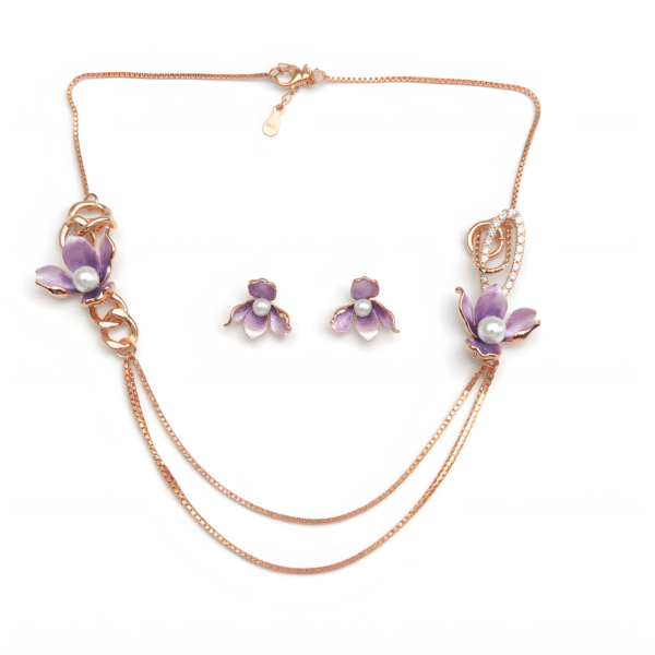 Lavender Pearl Necklace Set