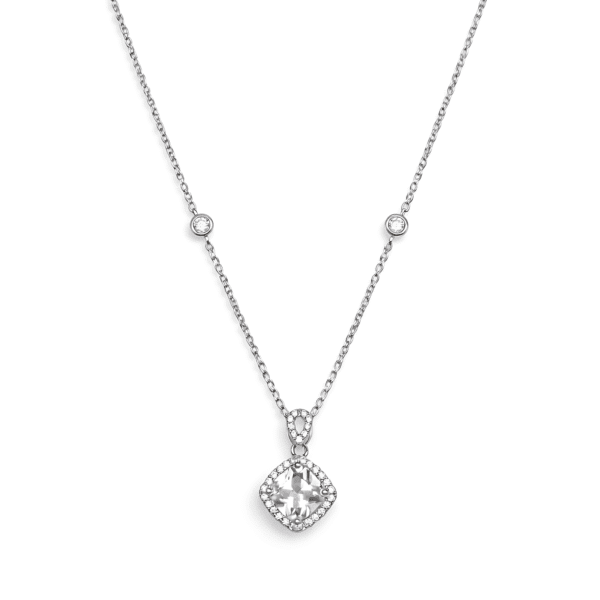 Cushion-Cut Halo Station Pendant