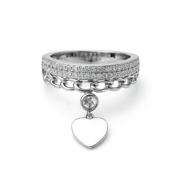 Heart Charm Linked Ring