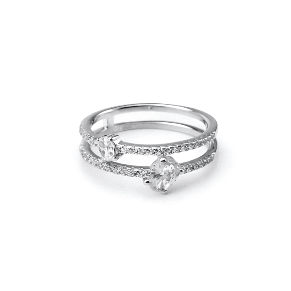 Dual-Tier Oval Sparkle Ring