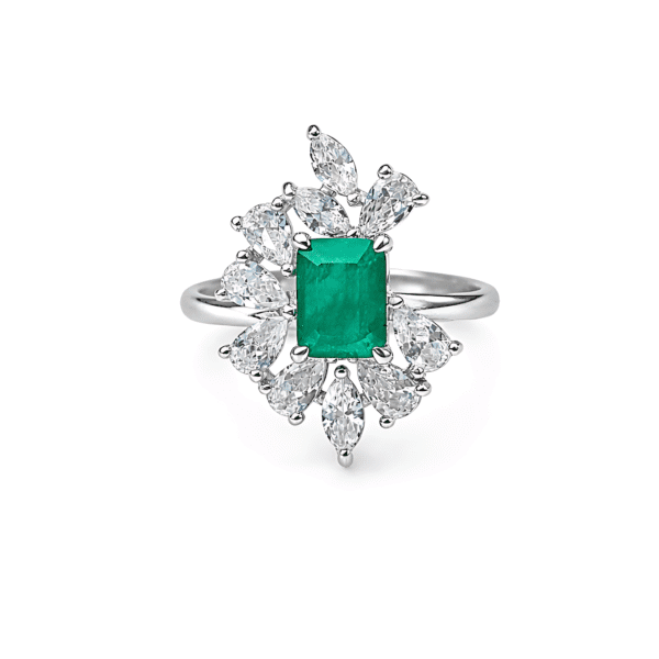 Emerald Cluster Fan Ring