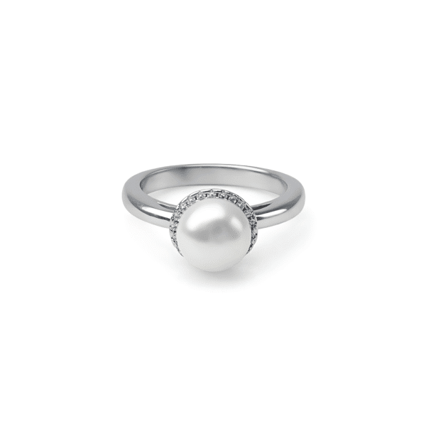 Pearl Halo Solitaire Ring