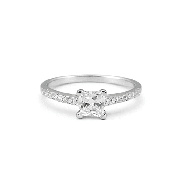 Square Solitaire Accent Ring