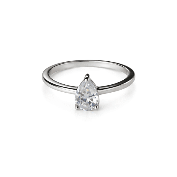 Minimalist Pear Solitaire Ring
