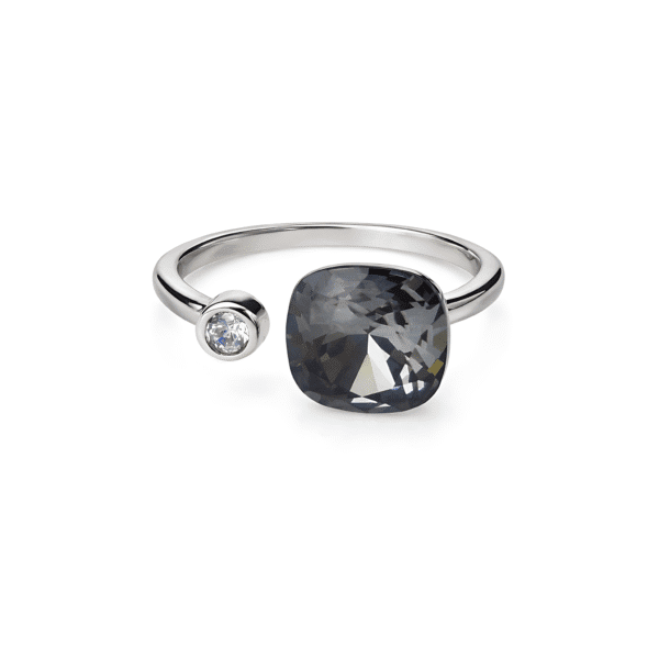 Smoke Grey Cushion Open Ring