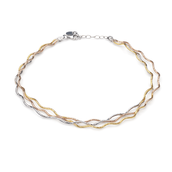 Wavy Triple-Tone Anklet