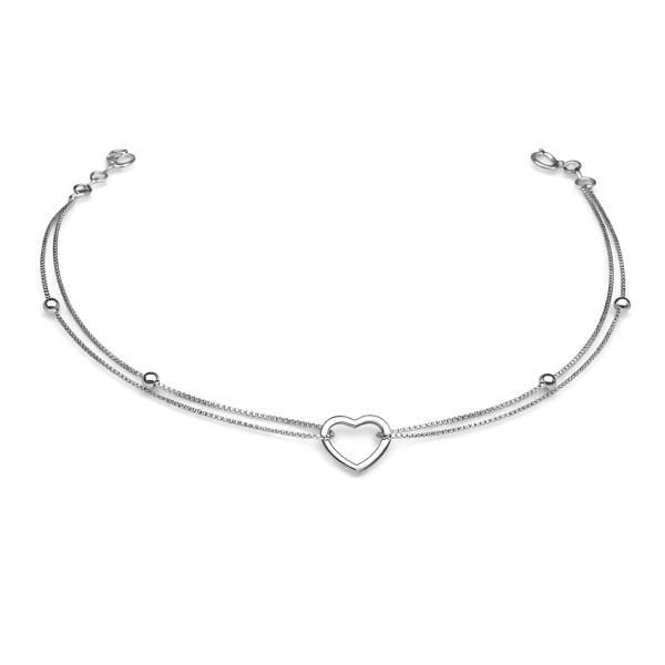 Heart Centerpiece Silver Anklet