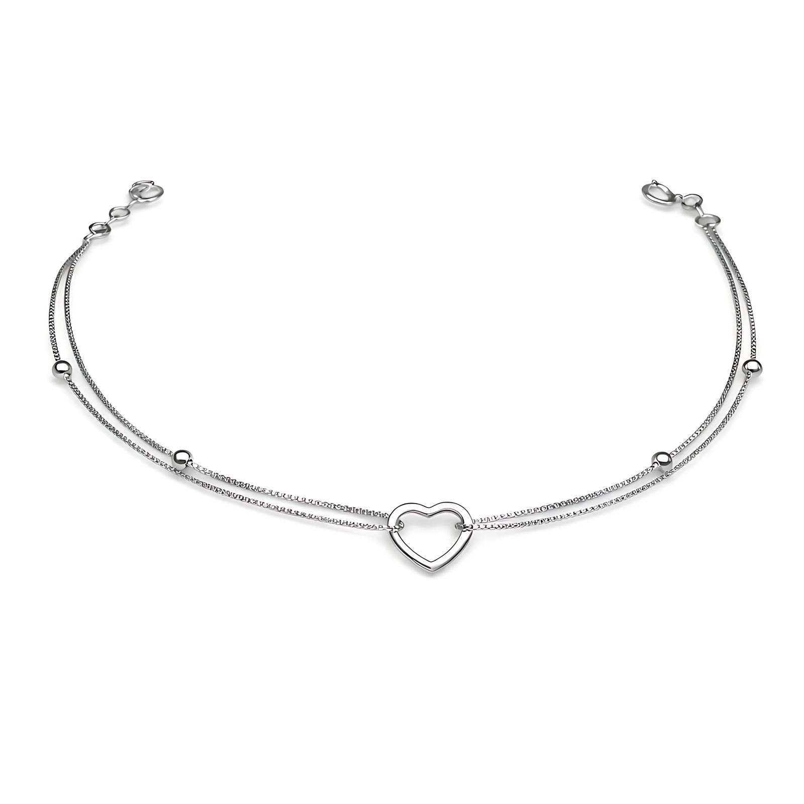 Heart Centerpiece Silver Anklet