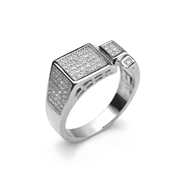 Multi-Tiered Geometric Pave Ring